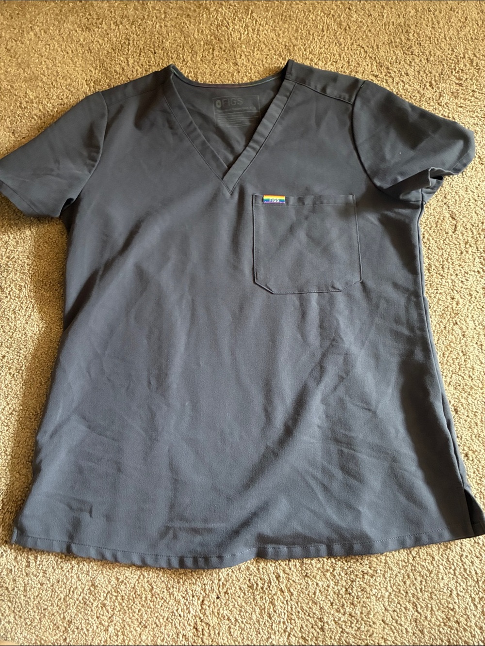FIGS Technical Collection Pride Edition Graphite Gray V-Neck Scrub Top size S